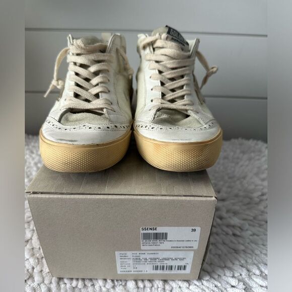 Golden Goose Mid Star Off White Sneakers Leopard Fur Heel - Picture 4 of 14